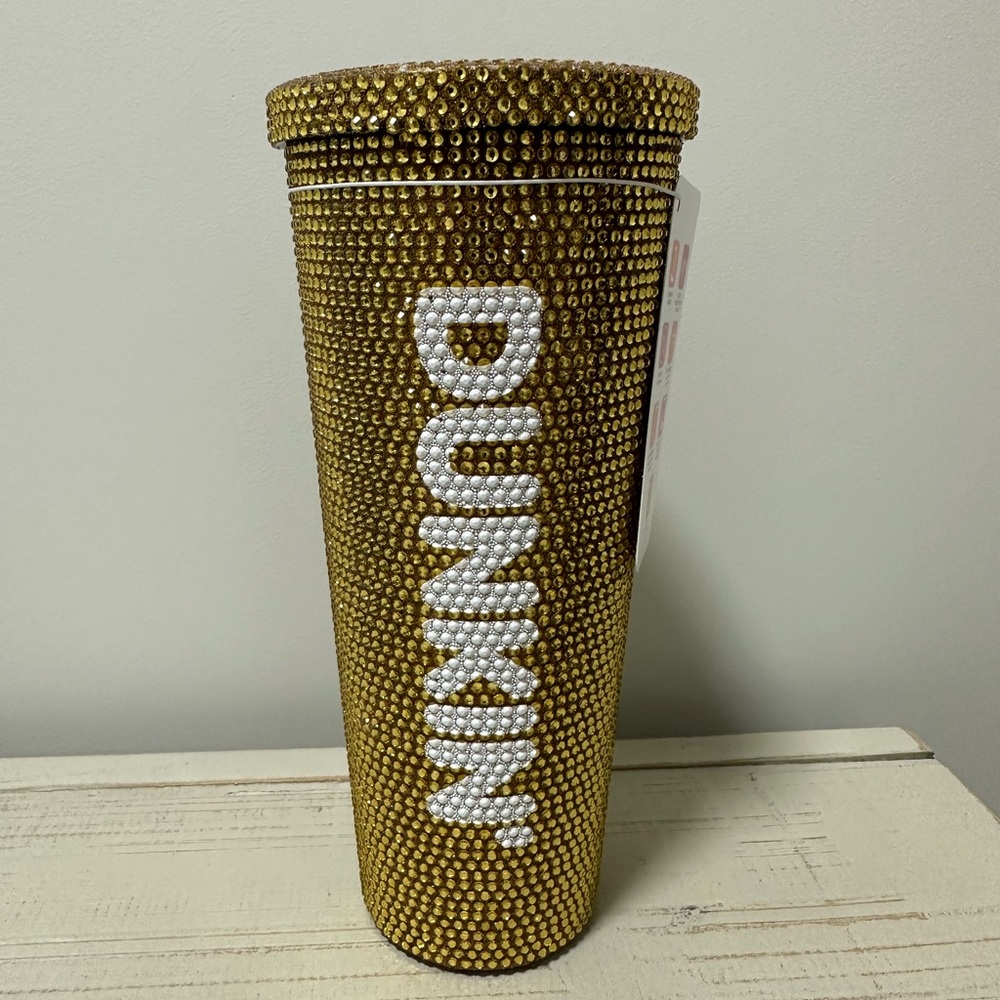Dunkin' Gold Rhinestone Tumbler